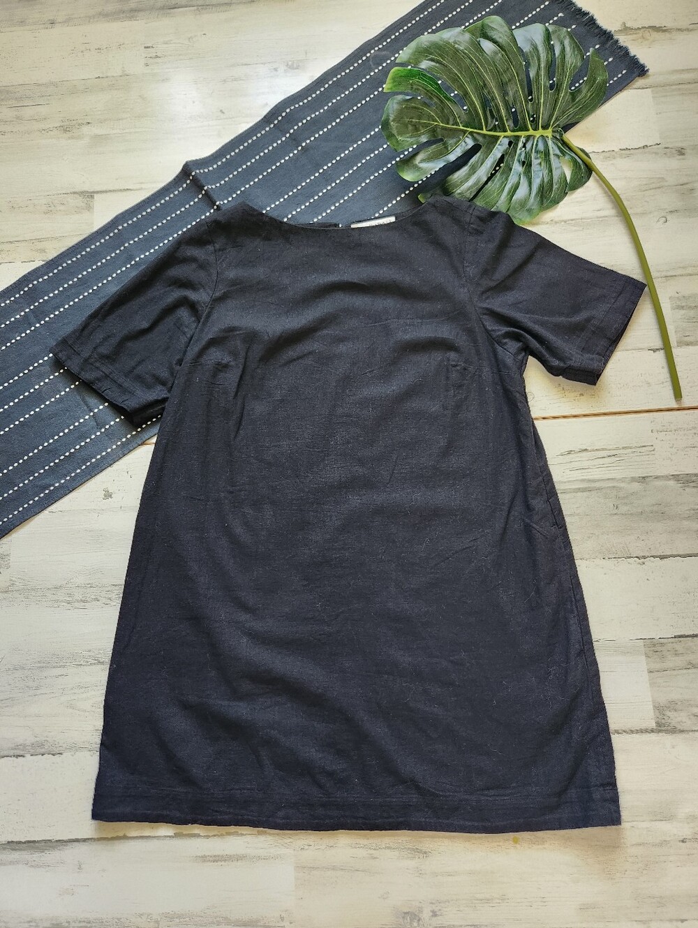 Abercrombie & Fitch Linen Blend T-shirt Short Sleeve Mini Dress Black NWT Large - Picture 2 of 11